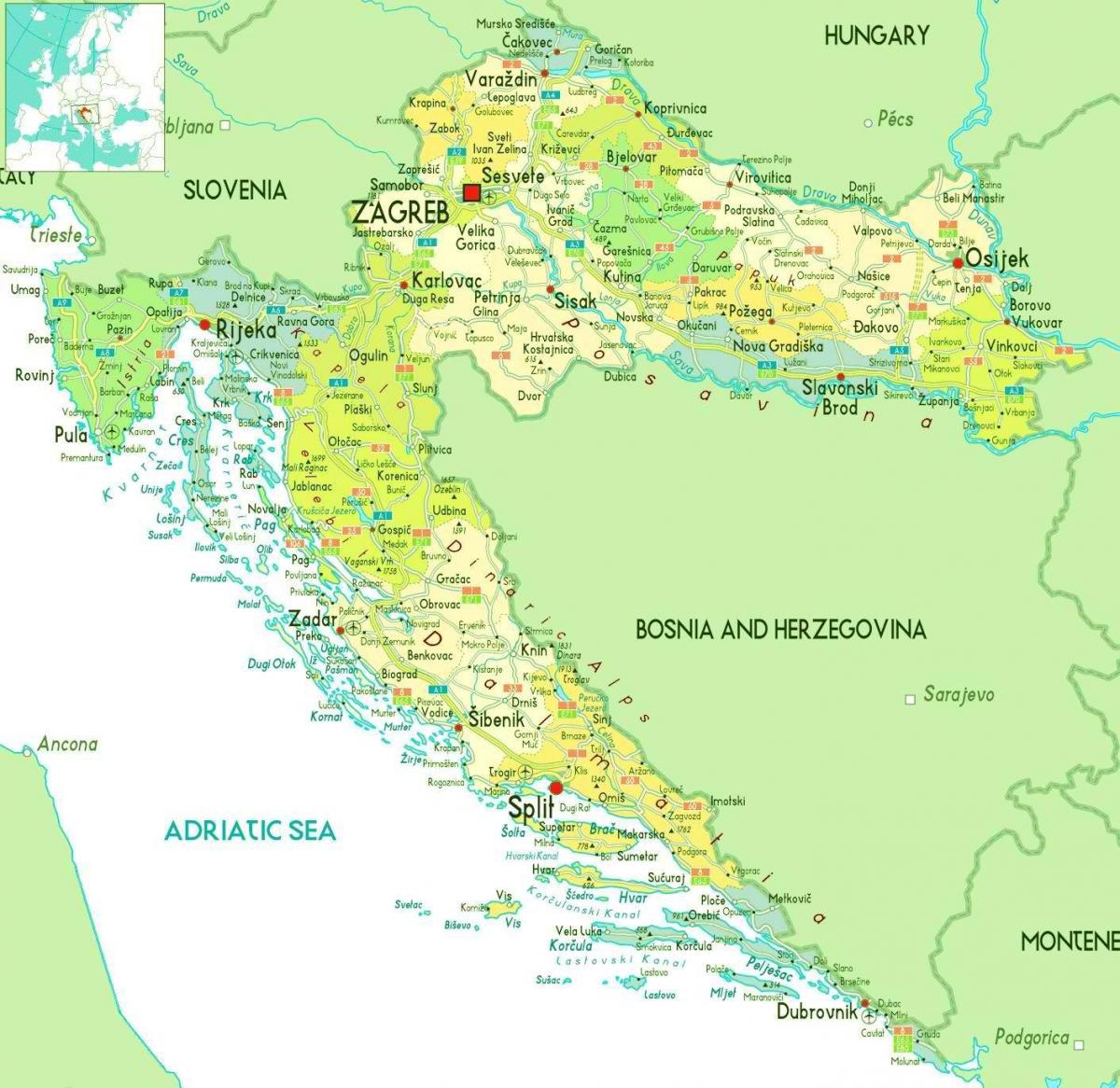 Große Karte von Kroatien