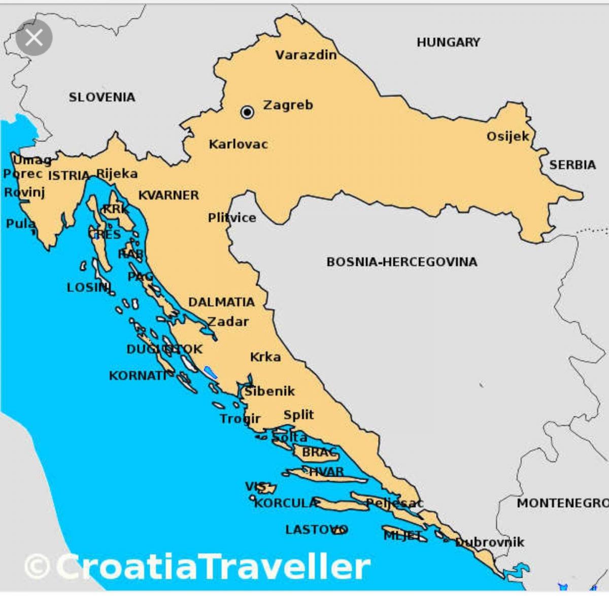 Kroatien auf einer Karte