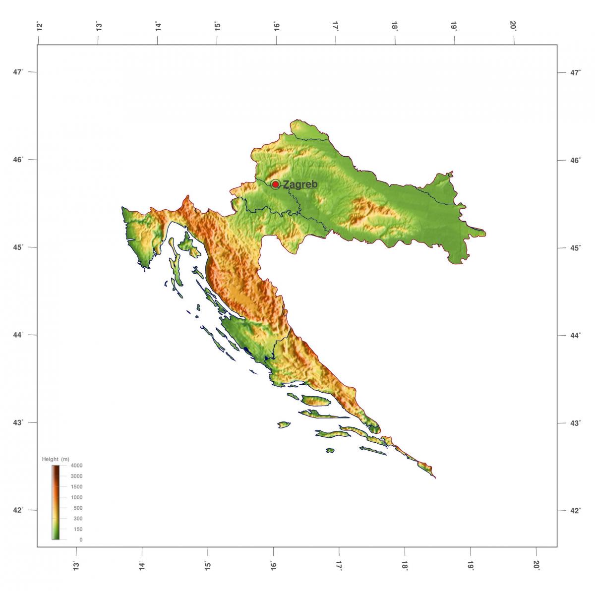 Kroatien Höhe Karte