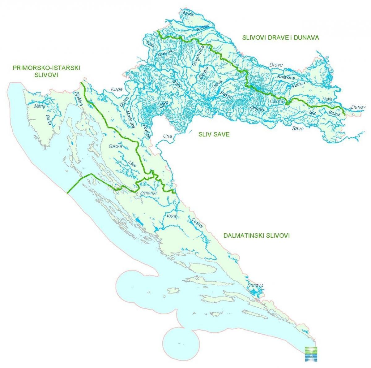 Flüsse in Kroatien Karte