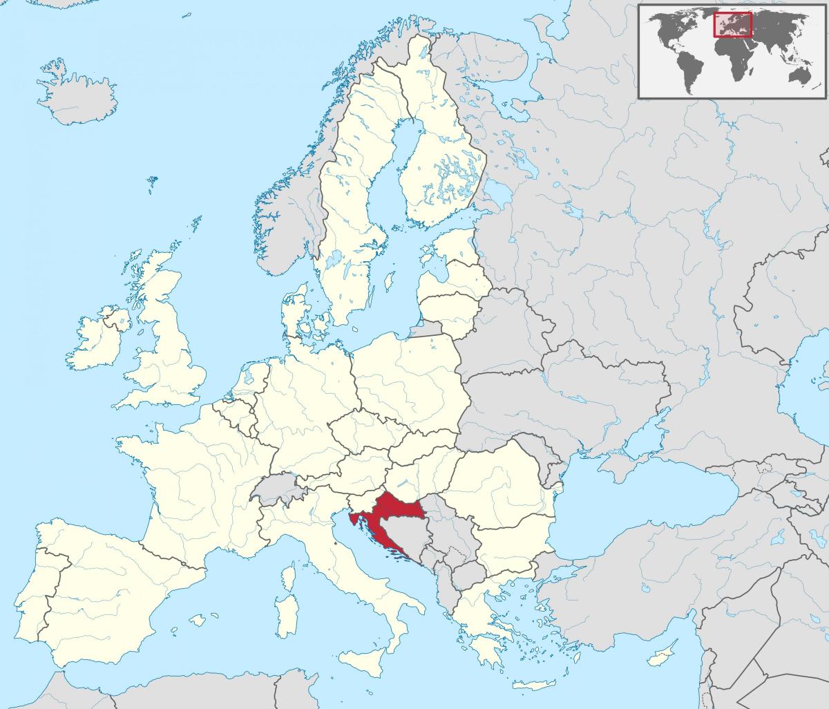 Kroatien Position auf der Südeuropa Karte
