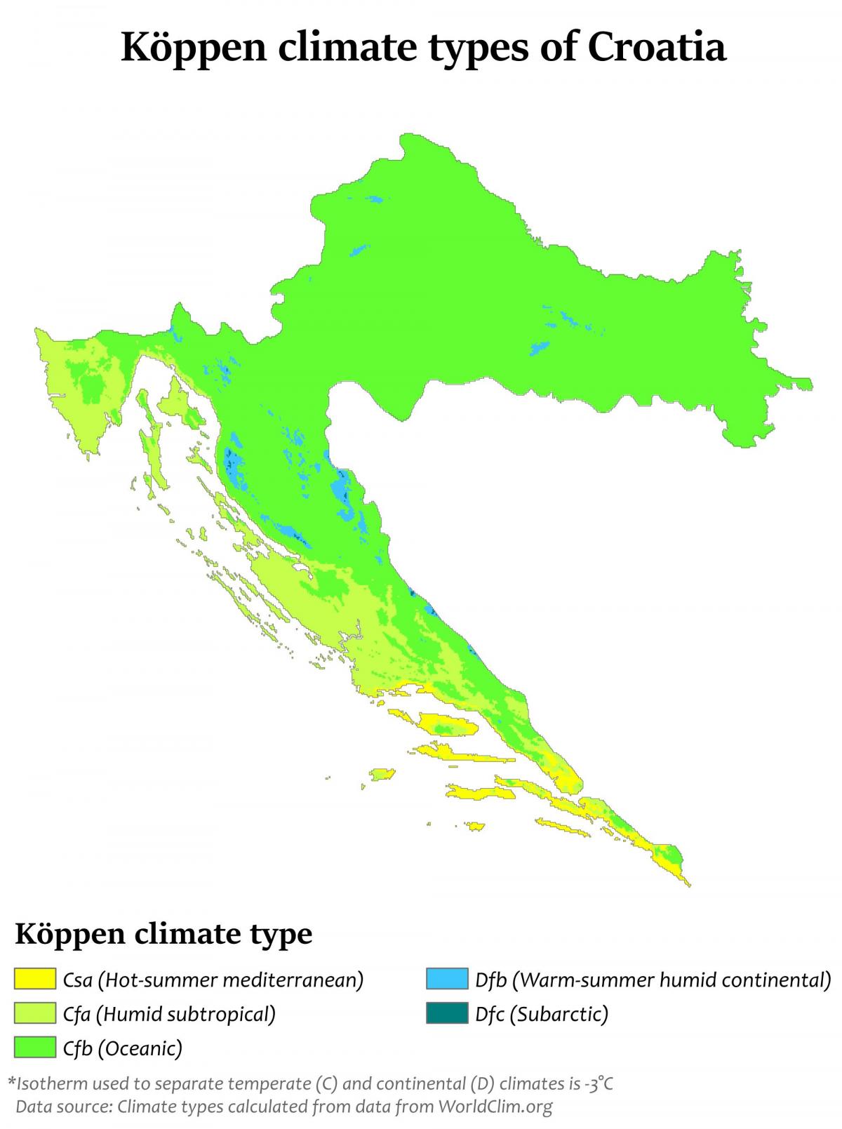 Kroatien Temperatur Karte