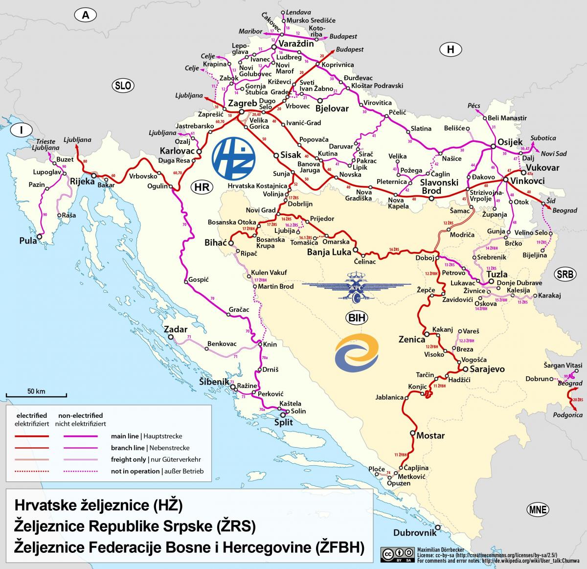 Kroatien Zuglinien Karte