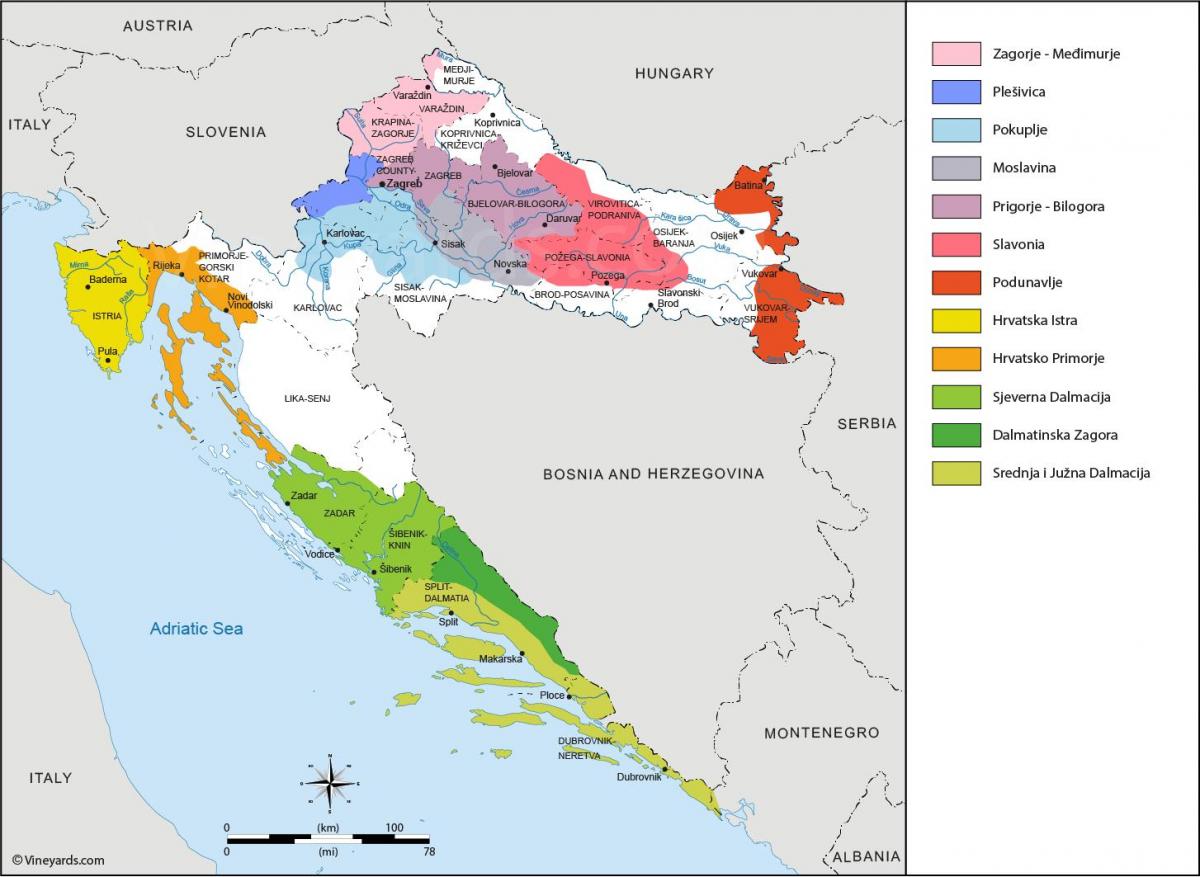 Kroatien Weinberge Karte